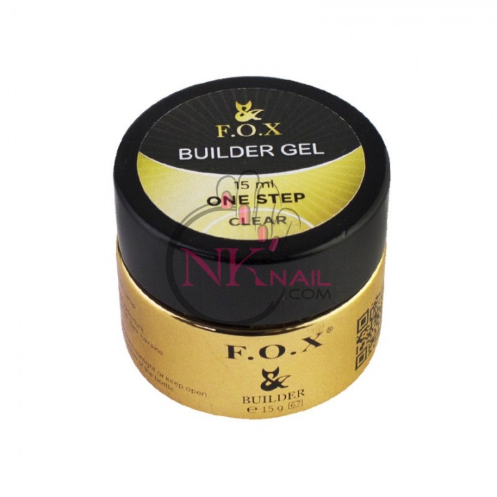 Гель F.O.X. будівельний One Step Builder Gel Clear, прозорий, 15 мл